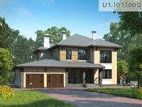 T-291-1K проект двухэтажного дома из кирпича с гаражом размером 17 на 18 