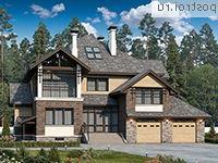 T-388-1P проект двухэтажного дома из газобетона с цоколем и гаражом размером 16 на 17 