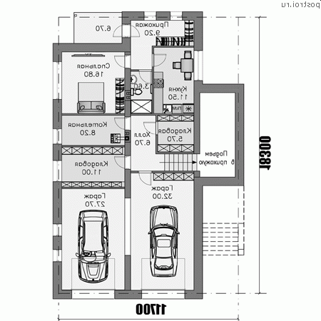 T-403-1K проект двухэтажного дома из кирпича с цоколем и гаражом размером 12 на 18 - цоколь T-403-1K проект двухэтажного дома из кирпича с цоколем и гаражом размером 12 на 18 - цоколь