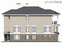 T-403-1K проект двухэтажного дома из кирпича с цоколем и гаражом размером 12 на 18 - вид справа T-403-1K проект двухэтажного дома из кирпича с цоколем и гаражом размером 12 на 18 - вид справа