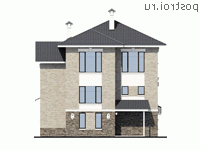 T-403-1K проект двухэтажного дома из кирпича с цоколем и гаражом размером 12 на 18 - вид сзади T-403-1K проект двухэтажного дома из кирпича с цоколем и гаражом размером 12 на 18 - вид сзади