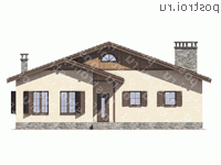 U-117-1K проект одноэтажного коттеджа из кирпича размером 11 на 13  - вид спереди