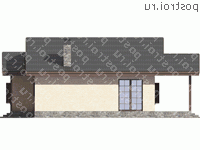 U-117-1K проект одноэтажного коттеджа из кирпича размером 11 на 13  - вид слева