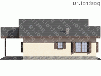 U-117-1K проект одноэтажного коттеджа из кирпича размером 11 на 13  - вид справа