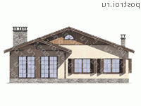 U-117-1K проект одноэтажного коттеджа из кирпича размером 11 на 13  - вид сзади