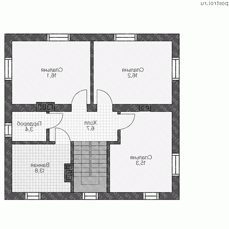 U-126-1P проект двухэтажного коттеджа из газобетона размером 9 на 10  - 2-й этаж
