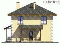 U-126-1P проект двухэтажного коттеджа из газобетона размером 9 на 10  - вид спереди