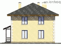 U-126-1P проект двухэтажного коттеджа из газобетона размером 9 на 10  - вид слева