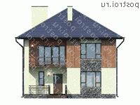 U-136-1P проект двухэтажного дома из газобетона размером 12 на 9 - вид спереди