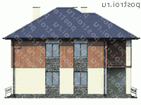 U-136-1P проект двухэтажного дома из газобетона размером 12 на 9 - вид слева