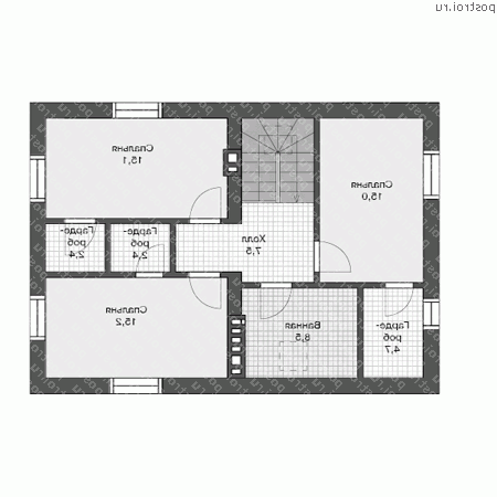 U-141-1K проект двухэтажного дома из кирпича размером 8 на 12 - 2-й этаж U-141-1K проект двухэтажного дома из кирпича размером 8 на 12 - 2-й этаж
