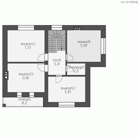 U-148-4P проект двухэтажного дома из газобетона размером 12 на 10 - 2-й этаж U-148-4P проект двухэтажного дома из газобетона размером 12 на 10 - 2-й этаж