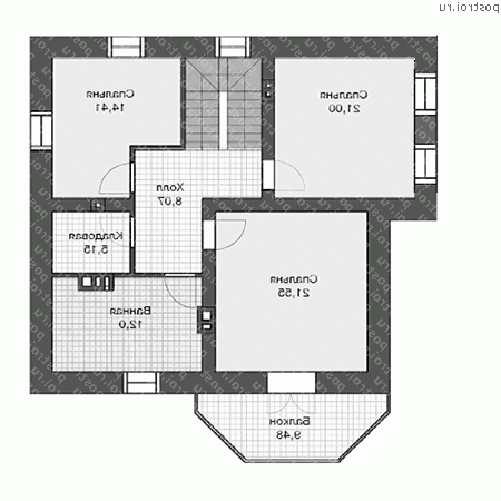 U-153-1K проект одноэтажного коттеджа из кирпича с мансардой размером 13 на 13 - мансарда