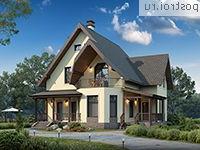 U-153-1K проект одноэтажного коттеджа из кирпича с мансардой размером 13 на 13