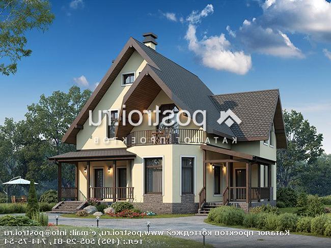 U-153-1K проект одноэтажного коттеджа из кирпича с мансардой размером 13 на 13