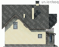 U-153-1K проект одноэтажного коттеджа из кирпича с мансардой размером 13 на 13 - вид справа