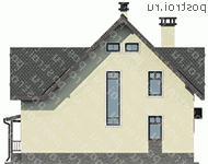 U-153-1K проект одноэтажного коттеджа из кирпича с мансардой размером 13 на 13 - вид сзади