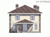 U-155-2P проект двухэтажного коттеджа из пеноблоков размером 10 на 10  - вид сзади