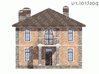 U-155-3P проект двухэтажного коттеджа из пеноблоков размером 10 на 10  - вид спереди