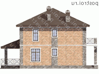 U-155-3P проект двухэтажного коттеджа из пеноблоков размером 10 на 10  - вид слева
