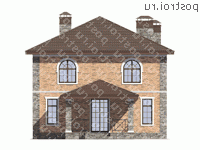 U-155-3P проект двухэтажного коттеджа из пеноблоков размером 10 на 10  - вид сзади