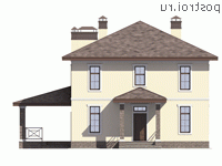 U-155-4P проект двухэтажного коттеджа из пеноблоков размером 10 на 10  - вид спереди