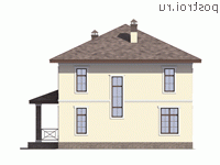 U-155-4P проект двухэтажного коттеджа из пеноблоков размером 10 на 10  - вид слева