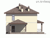 U-155-4P проект двухэтажного коттеджа из пеноблоков размером 10 на 10  - вид справа