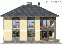 U-170-1P проект двухэтажного дома из пеноблоков размером 9 на 12 - вид спереди