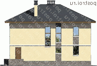 U-170-1P проект двухэтажного дома из пеноблоков размером 9 на 12 - вид сзади