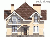 U-185-1K проект двухэтажного дома из кирпича размером 11 на 11  - вид спереди