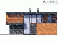 U-186-1P проект двухэтажного дома из пеноблоков с гаражом размером 15 на 18  - вид спереди