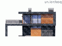 U-186-1P проект двухэтажного дома из пеноблоков с гаражом размером 15 на 18  - вид слева