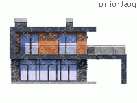 U-186-1P проект двухэтажного дома из пеноблоков с гаражом размером 15 на 18  - вид справа