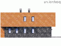 U-186-1P проект двухэтажного дома из пеноблоков с гаражом размером 15 на 18  - вид сзади