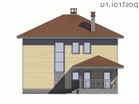 U-193-2P проект двухэтажного дома из пеноблоков размером 12 на 10  - вид спереди