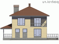 U-193-2P проект двухэтажного дома из пеноблоков размером 12 на 10  - вид слева