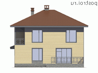 U-193-2P проект двухэтажного дома из пеноблоков размером 12 на 10  - вид сзади