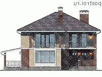 U-205-1K проект двухэтажного дома из кирпича размером 12 на 12  - вид спереди