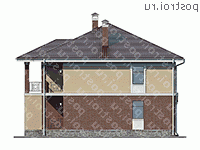 U-205-1K проект двухэтажного дома из кирпича размером 12 на 12  - вид слева