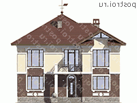 U-206-1P проект двухэтажного дома из пенобетона размером 14 на 13  - вид спереди