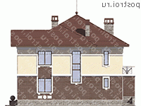 U-206-1P проект двухэтажного дома из пенобетона размером 14 на 13  - вид слева