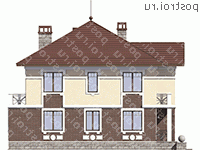 U-206-1P проект двухэтажного дома из пенобетона размером 14 на 13  - вид справа