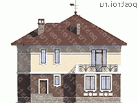 U-206-1P проект двухэтажного дома из пенобетона размером 14 на 13  - вид сзади