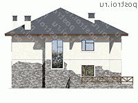 U-219-1P проект двухэтажного дома из пенобетона с гаражом размером 15 на 13  - вид сзади