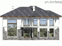U-255-1K проект двухэтажного коттеджа из кирпича размером 13 на 15  - вид спереди