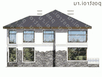 U-255-1K проект двухэтажного коттеджа из кирпича размером 13 на 15  - вид слева