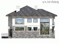 U-255-1K проект двухэтажного коттеджа из кирпича размером 13 на 15  - вид справа