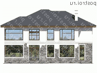 U-255-1K проект двухэтажного коттеджа из кирпича размером 13 на 15  - вид сзади