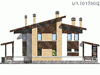 U-262-1K проект двухэтажного дома из кирпича размером 13 на 13  - вид слева